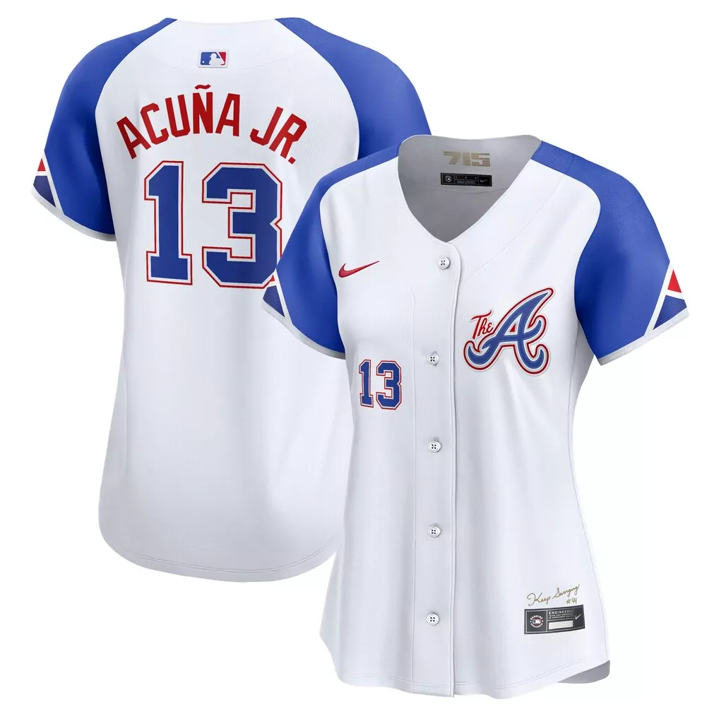 Ronald Acu Jr. 13 Atlanta Braves Jersey White Men Blue Red Limited