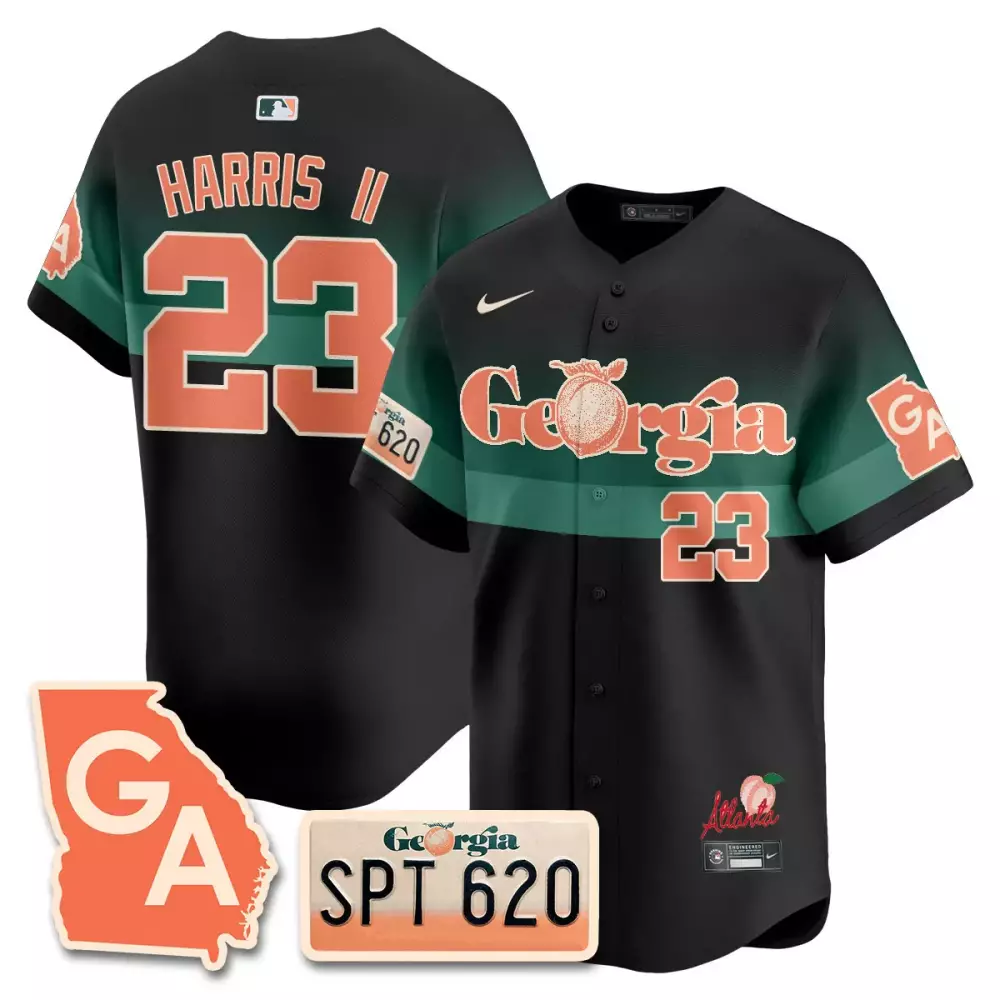 Harris Ii 23 Atlanta Jersey Black City Connect Men Split Design Green Orange Vapor