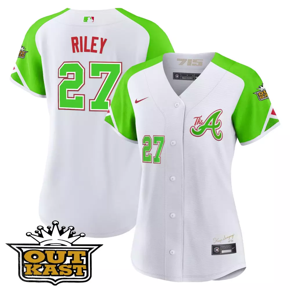 Riley Outkast 27 Atlanta Braves Jersey White City Connect Fox Sports 2024 Women Alternate