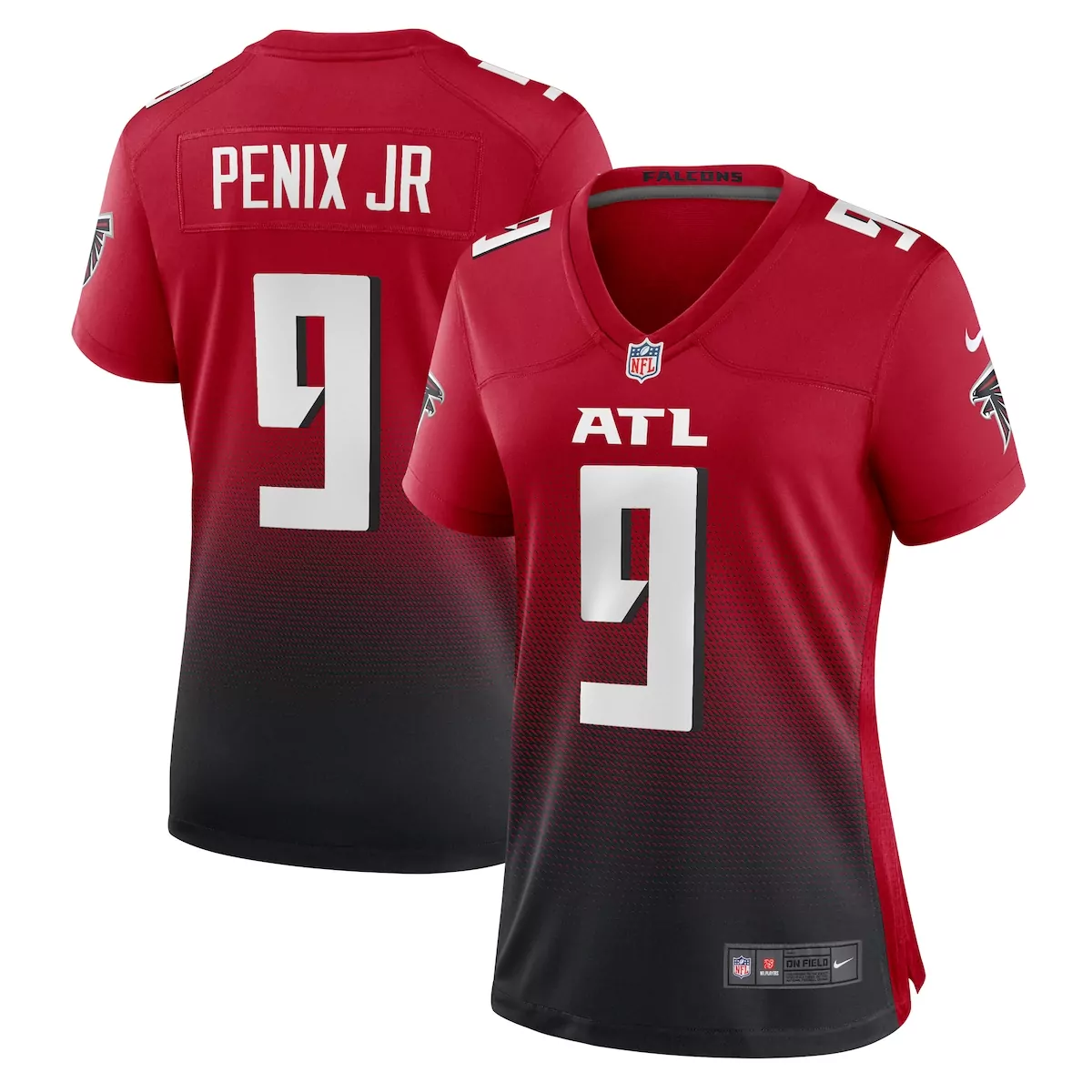 Michael Penix Jr. 9 Jersey Red Atlanta Falcons Men Player Split Design Black White