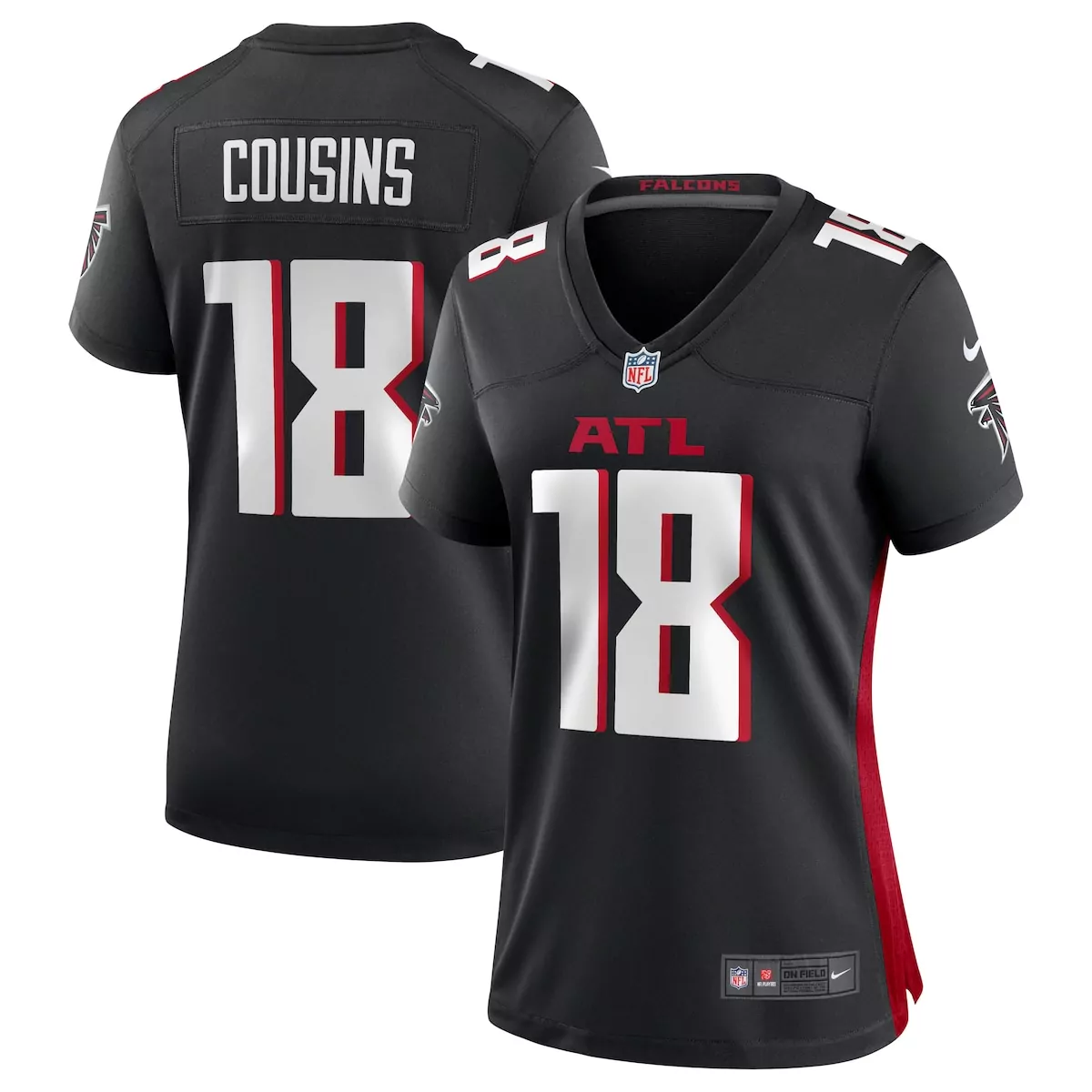 Kirk Cousins 18 Atlanta Falcons Jersey Black Men NFL Red White Game