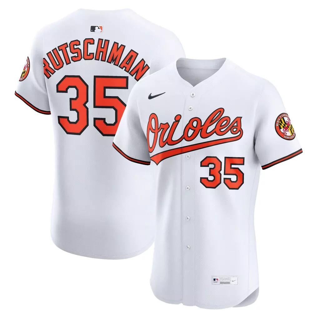 Adley Rutschman 35 Jersey White Baltimore Orioles Men Orange Black Home Elite