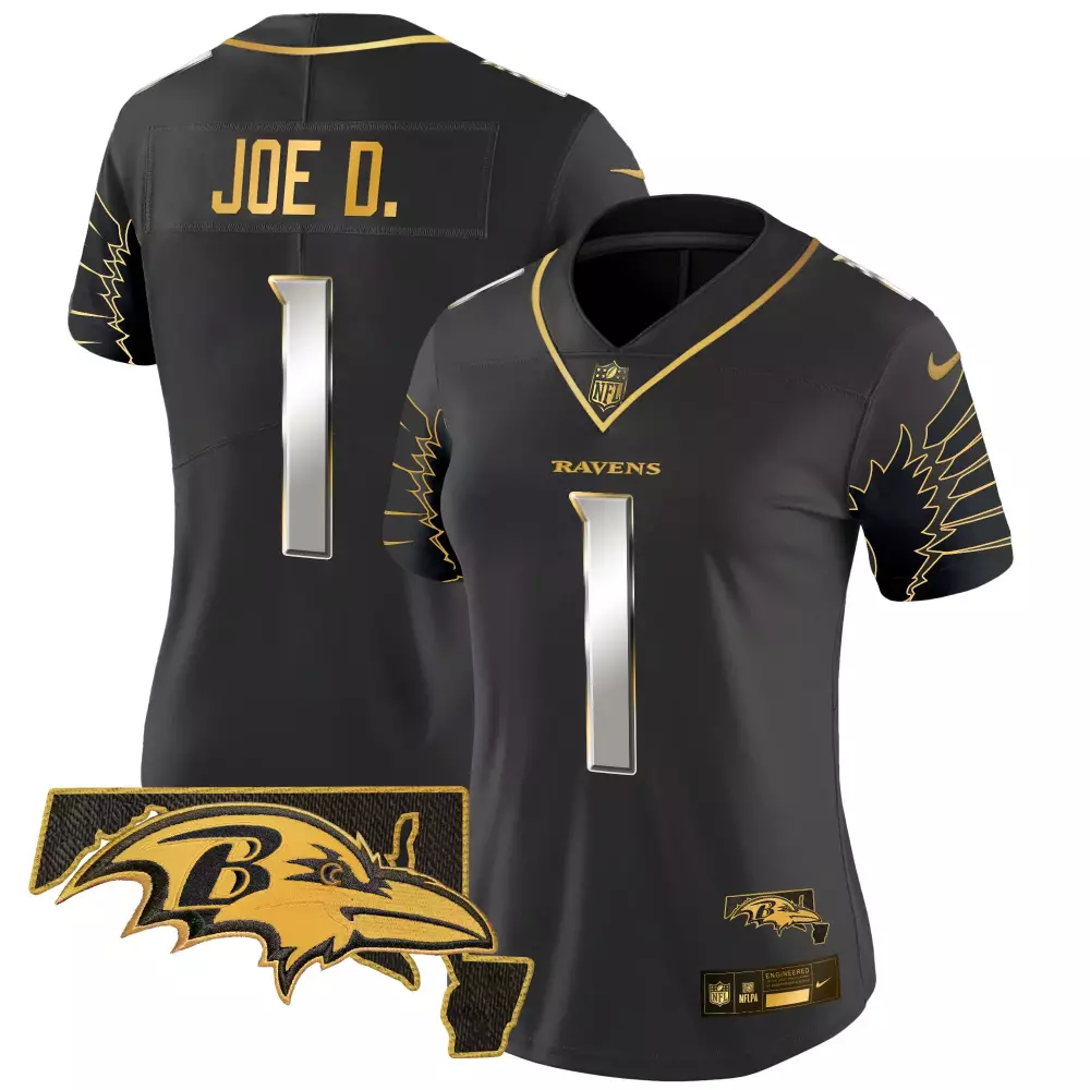 Joe D 1 Ravens Jersey Black Women Player Gold Silver Limited Vapor v2 All Stitched