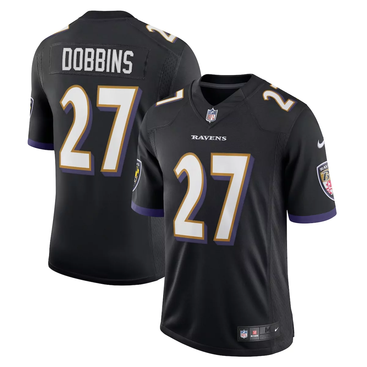 J.k. Dobbins 27 Ravens Jersey Black Players Men Authentic Purple White Gold Vapor