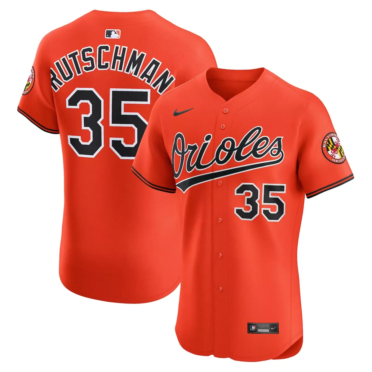 Adley Rutschman 35 Orioles Jersey Orange Baltimore Team Men Black White Alternate