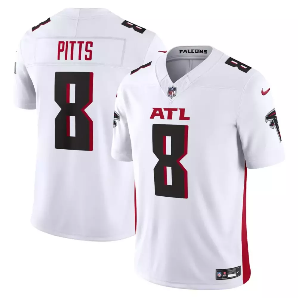 Kyle Pitts 8 Falcons Jersey White Men Red Black Vapor Limited