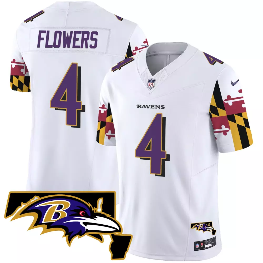 City Flag 4 Ravens Jersey White Men Purple Black Yellow Red All Stitched Vapor