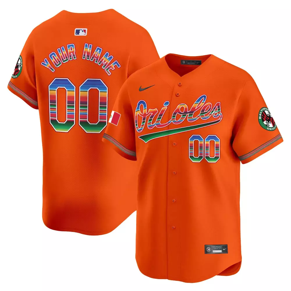 Custom Orioles Jersey Orange Cinco De Mayo Mexico Flag Design White Blue Green Red