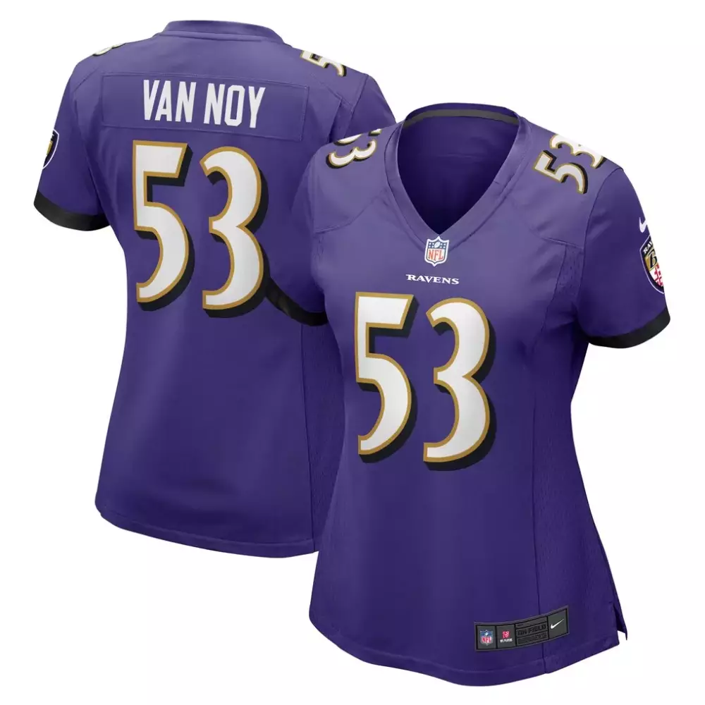 Kyle Van 53 Ravens Jersey Purple Women Replica White Gold Black Game