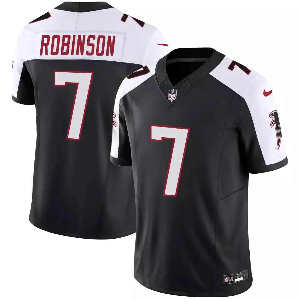 Bijan Robinson 7 Atlanta Falcons Jersey Black Men Player White Red Stitched