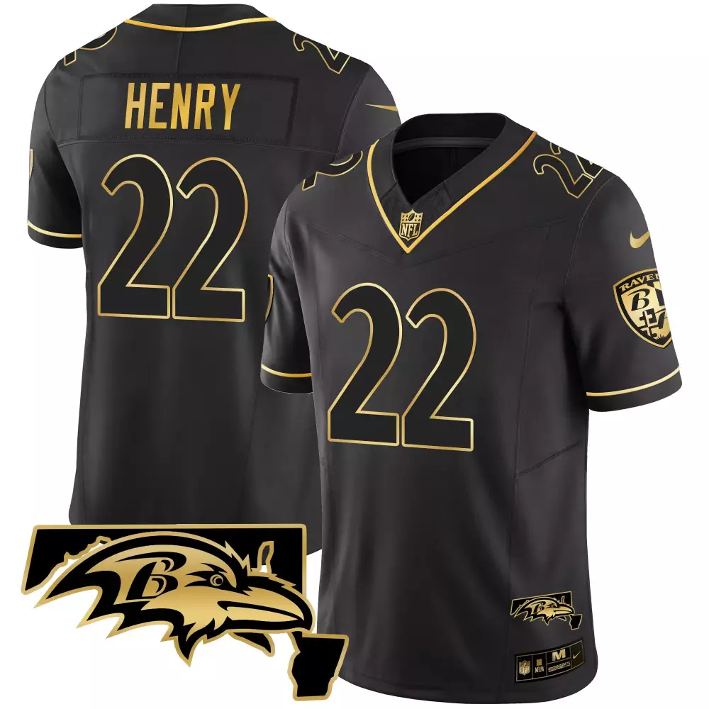 Henry 22 Ravens Jersey Black Gold Collection Men Replica Vapor All Stitched