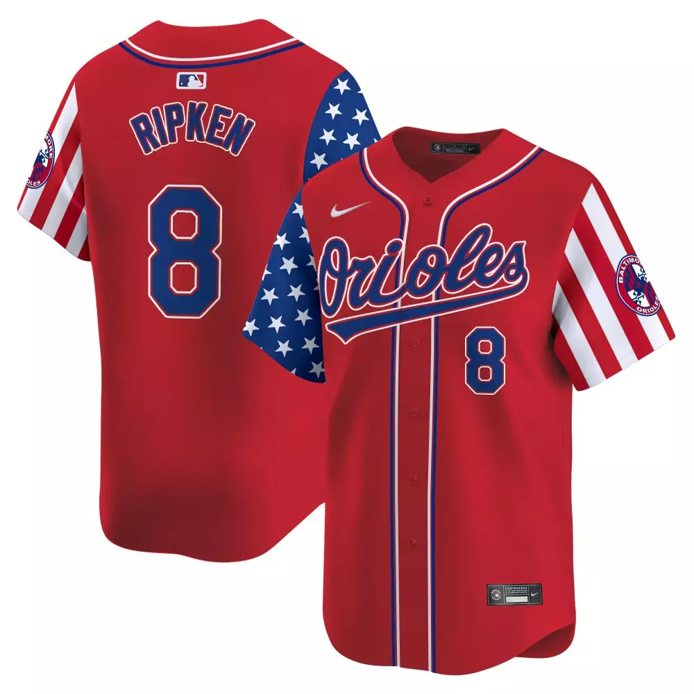 Cal Ripken 8 Orioles Jersey Red Men Custom Design Blue White Vapor Premier Limited