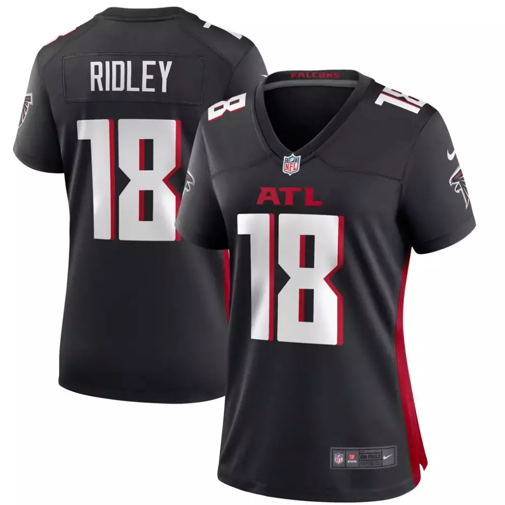 Calvin Ridley 18 Falcons Jersey Black Women Authentic White Red Game
