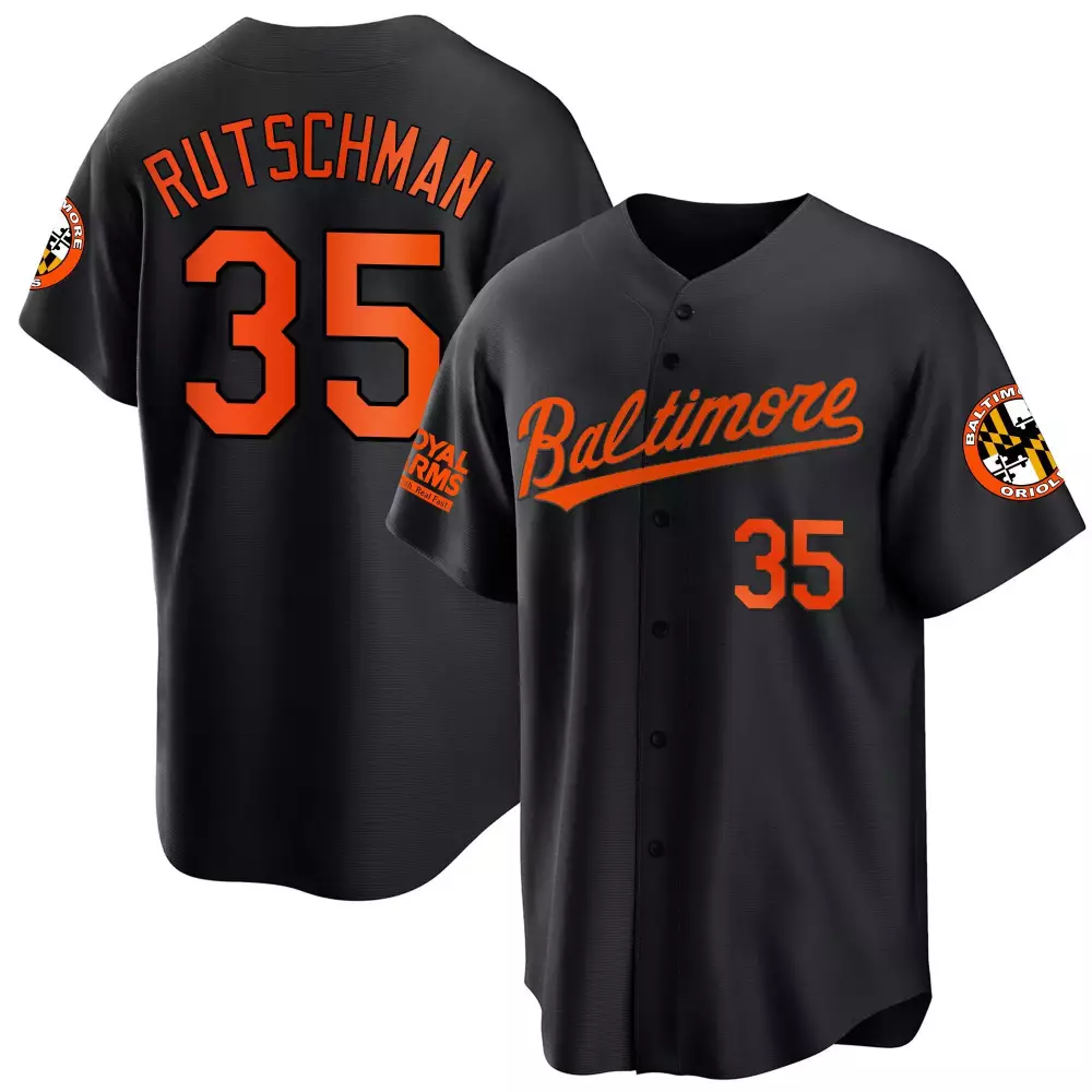 Adley Rutschman 35 Jersey Black City Connect Baltimore Orioles Royal Arms Men Orange