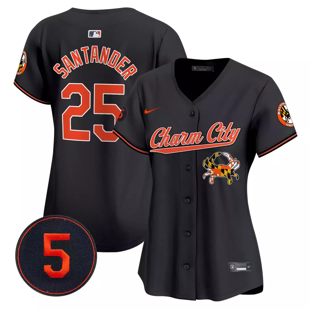 Anthony Santander 25 Jersey Black City Connect Baltimore Orioles Charm Crab Women