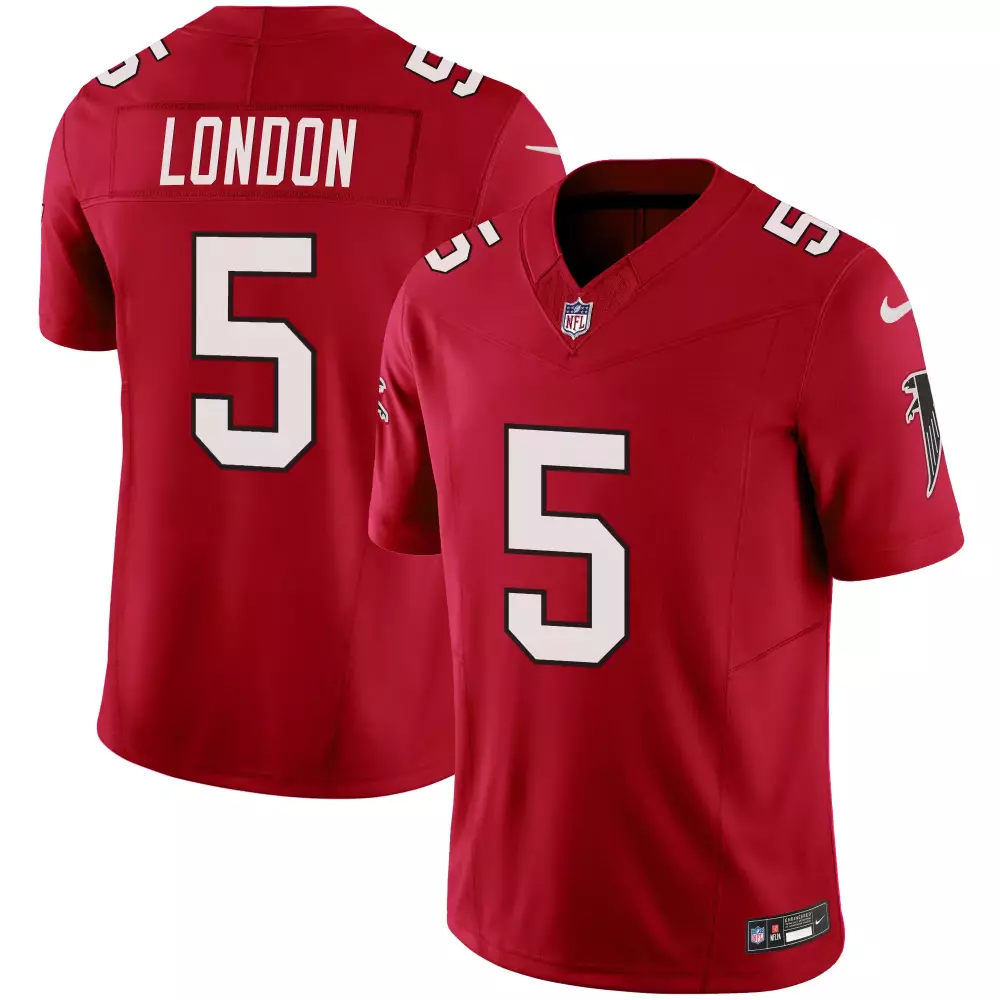 Drake London 5 Atlanta Falcons Jersey Red Men Replica White Stitched