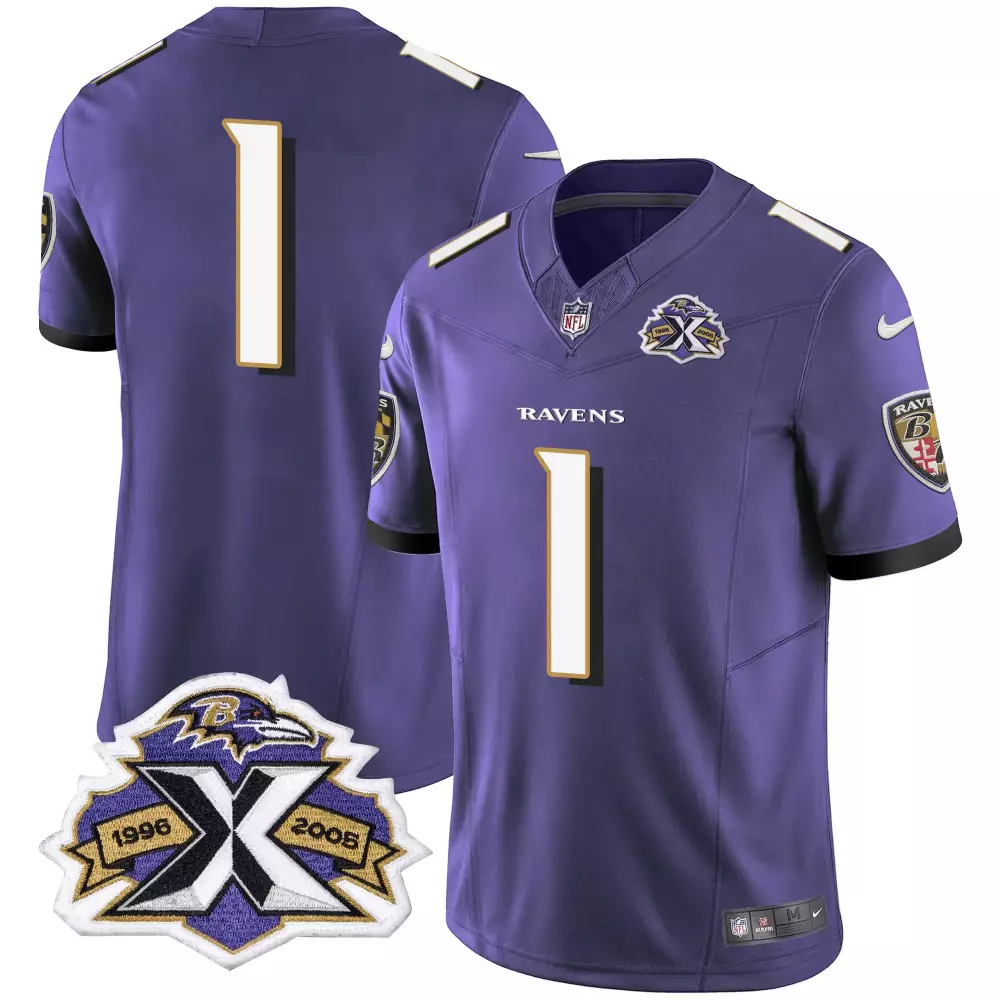 Lamar Jackson 8 Baltimore Ravens Jersey Purple 100th Season 2023 Men Standard White