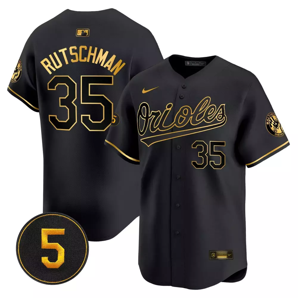 Adley Rutschman 35 Jersey Black Baltimore Orioles Team Men Gold Vapor Premier Limited