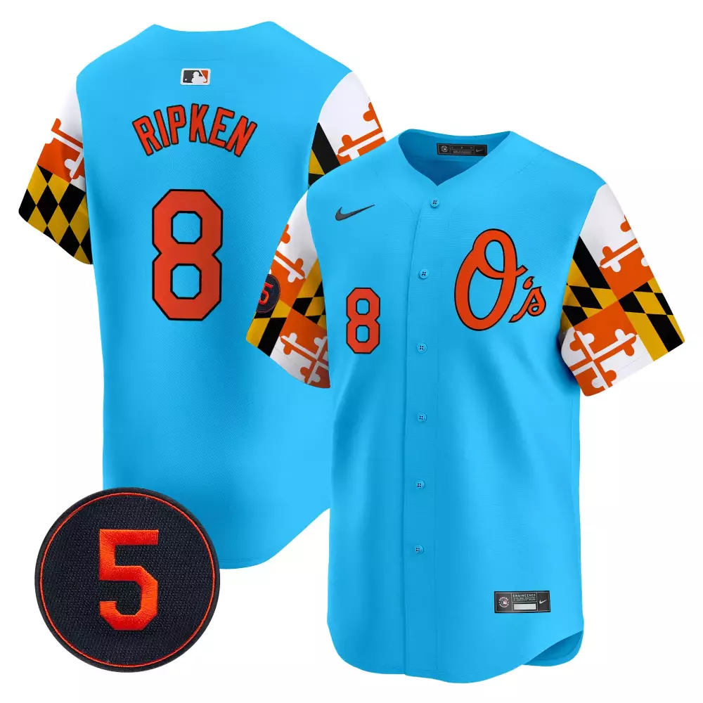 Cal Ripken 8 Baltimore Orioles Jersey Light Blue City Connect Men Split Custom Design
