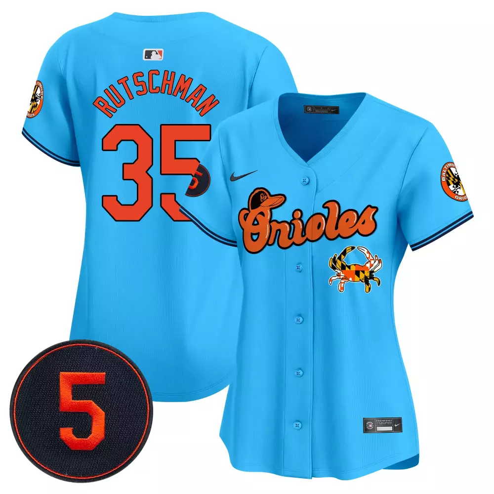 Adley Rutschman 35 Orioles Jersey Blue City Connect Men Alternate Orange Black Vapor