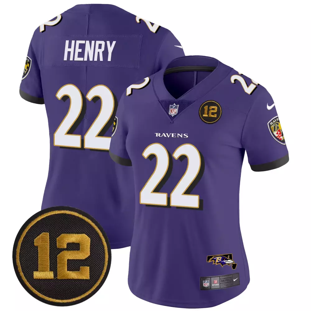 Derrick Henry 22 Ravens Jersey Purple Field Women White Gold Black Vapor Limited