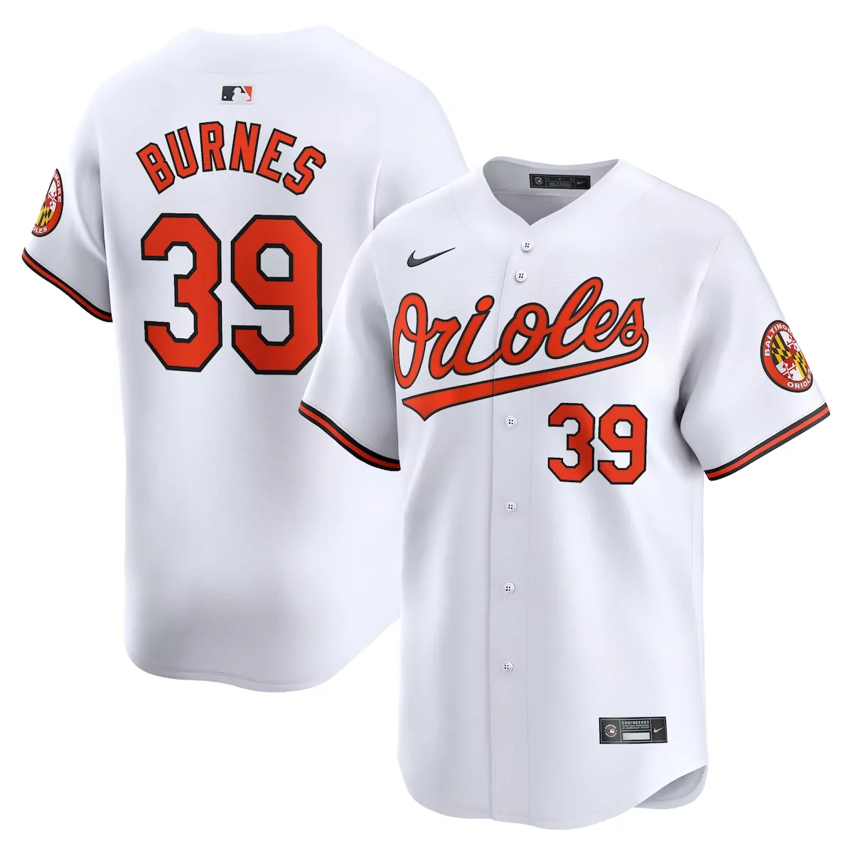 Corbin Burnes 39 Orioles Jersey White Men Orange Black Home Limited