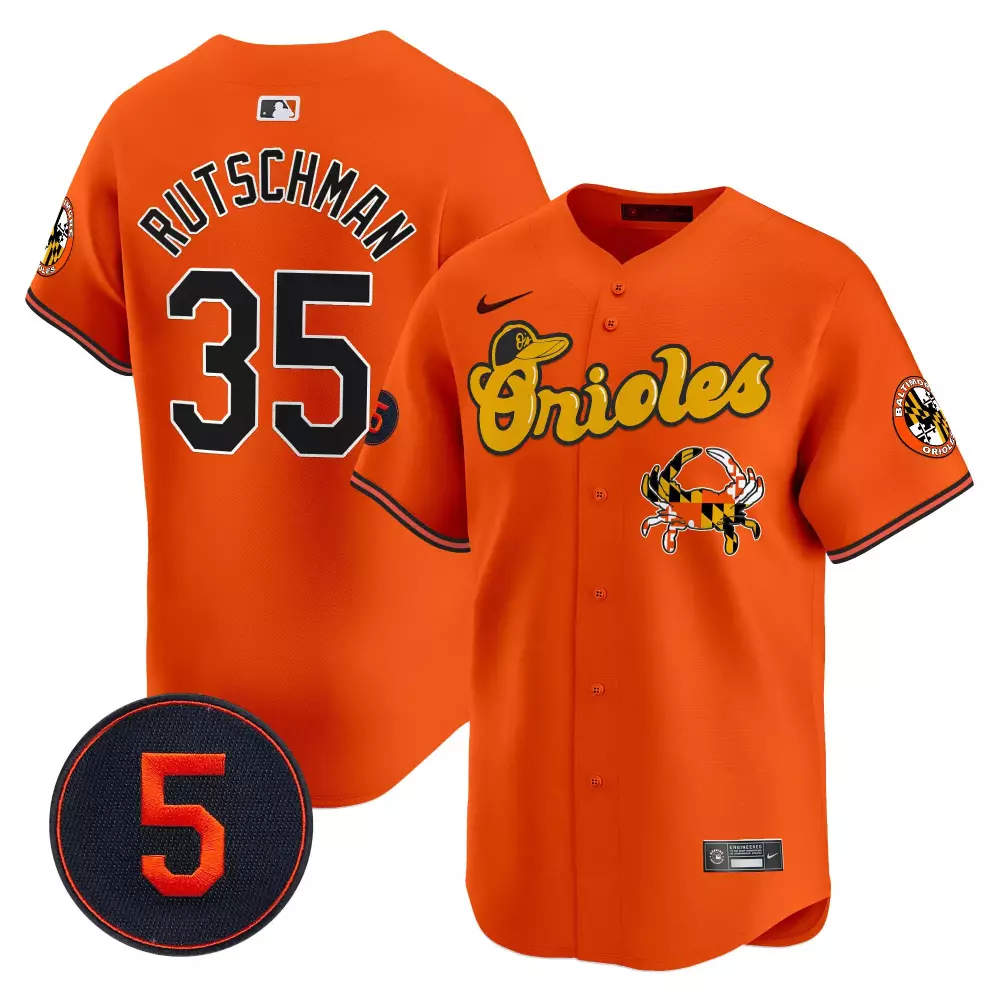 Adley Rutschman 35 Orioles Jersey Orange Men Black Yellow Vapor Premier Limited All