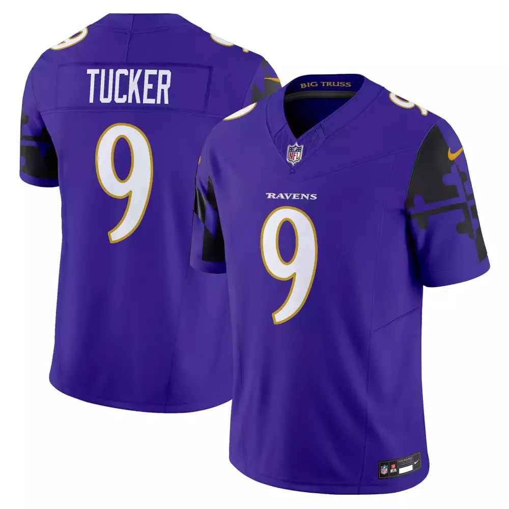 Justin Tucker 9 Ravens Jersey Purple Men Replica Black White Gold Vapor Limited All