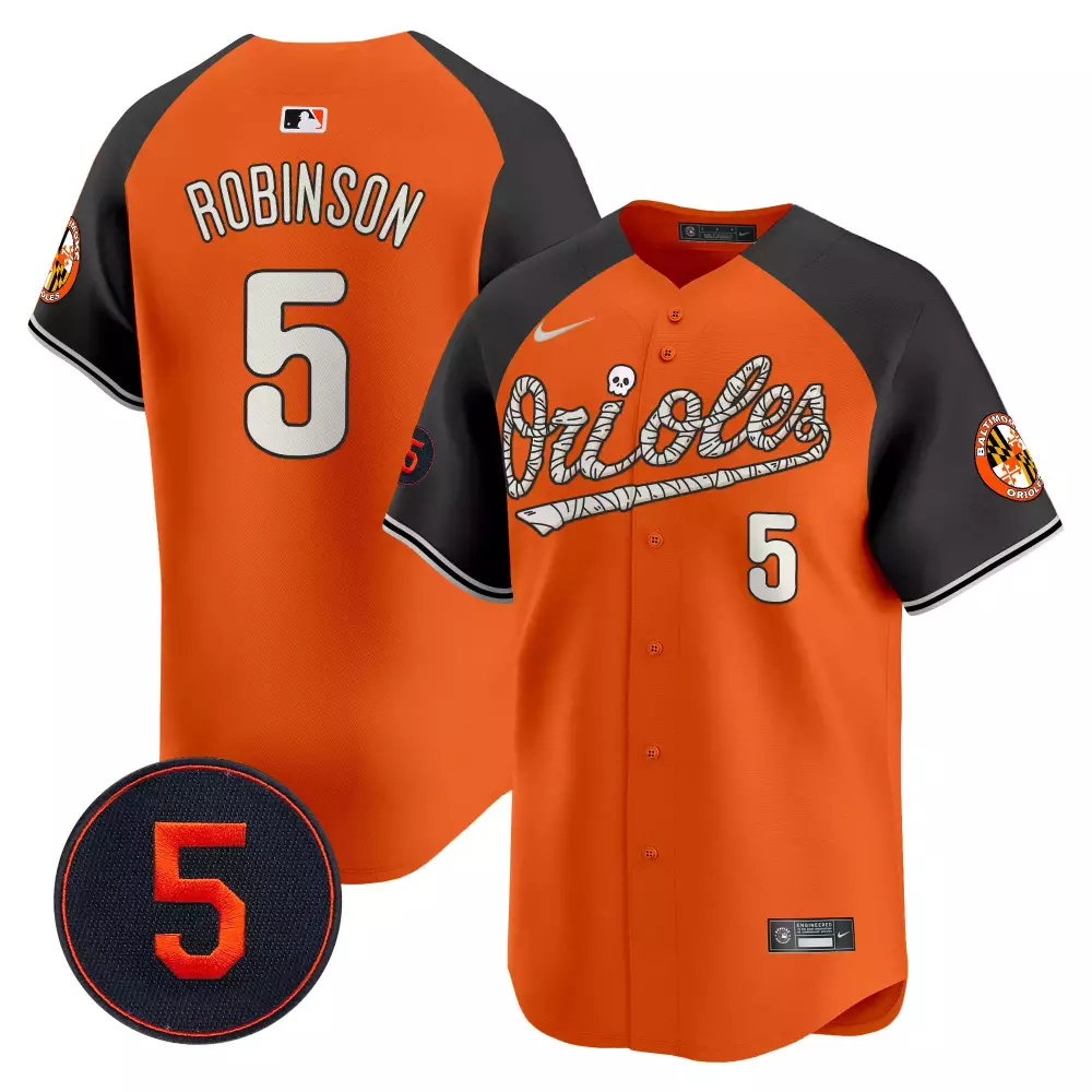Brooks Robinson 5 Jersey Orange Halloween Baltimore Orioles Team Men Alternate Black