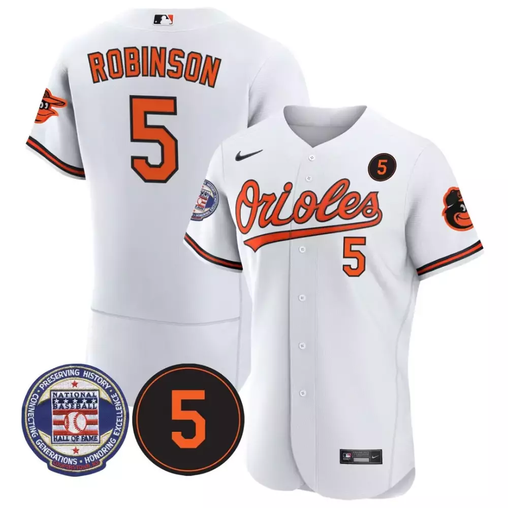 Brooks Robinson 5 Orioles Jersey White National Baseball Hall Fame Men Orange Black