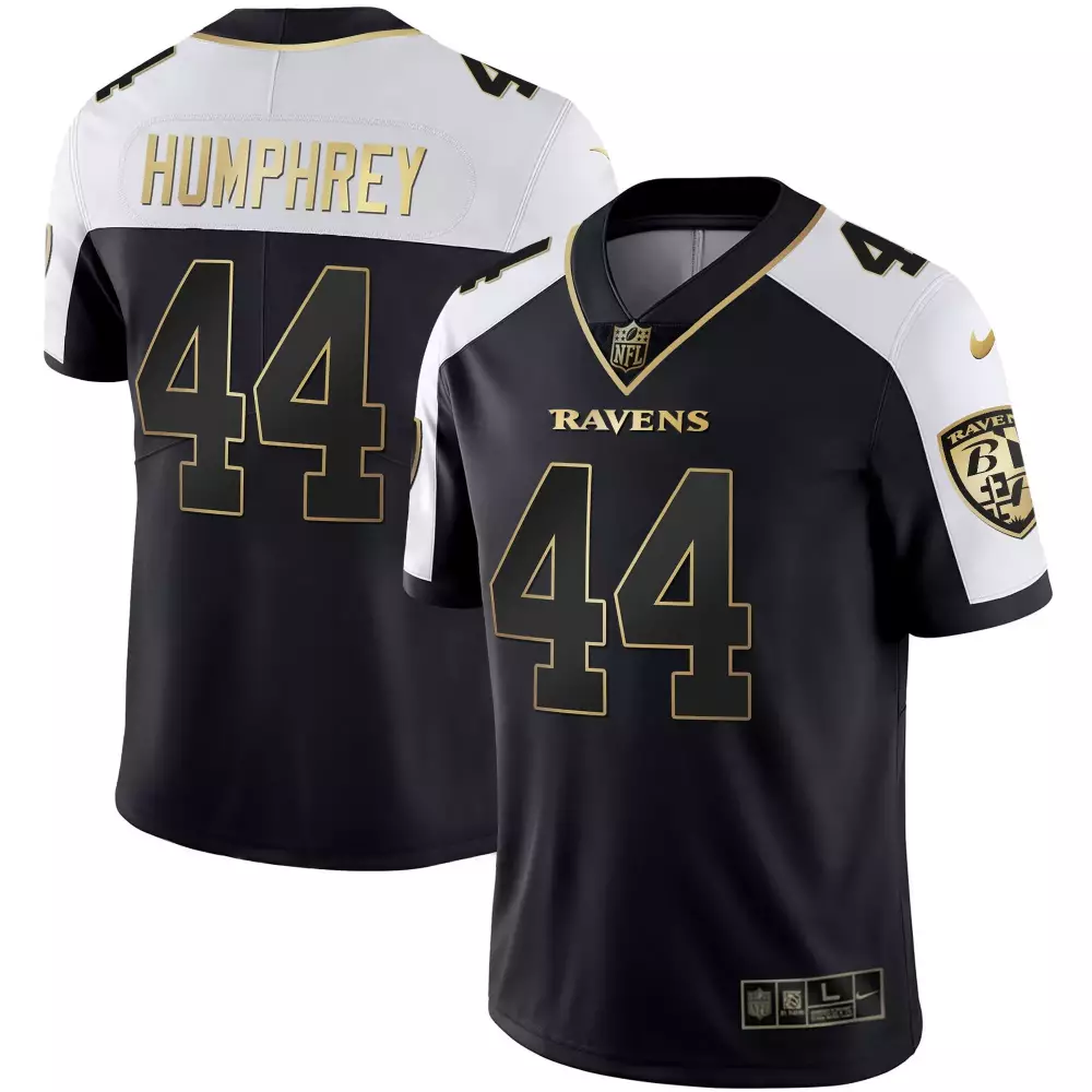Marlon Humphrey 44 Ravens Jersey Black Men White Gold Alternate Vapor All Stitched