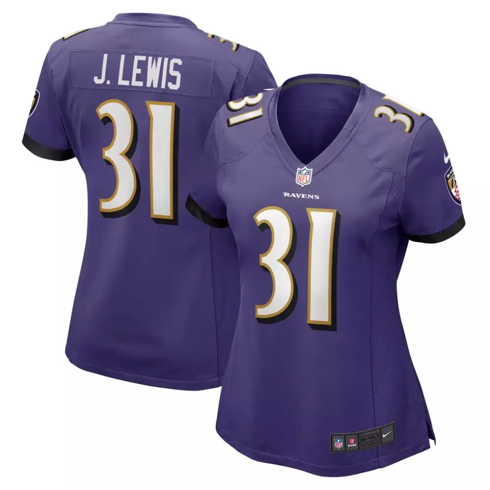 Ray Lewis 31 Baltimore Ravens Jersey Purple Women Black White Gold Game Retired