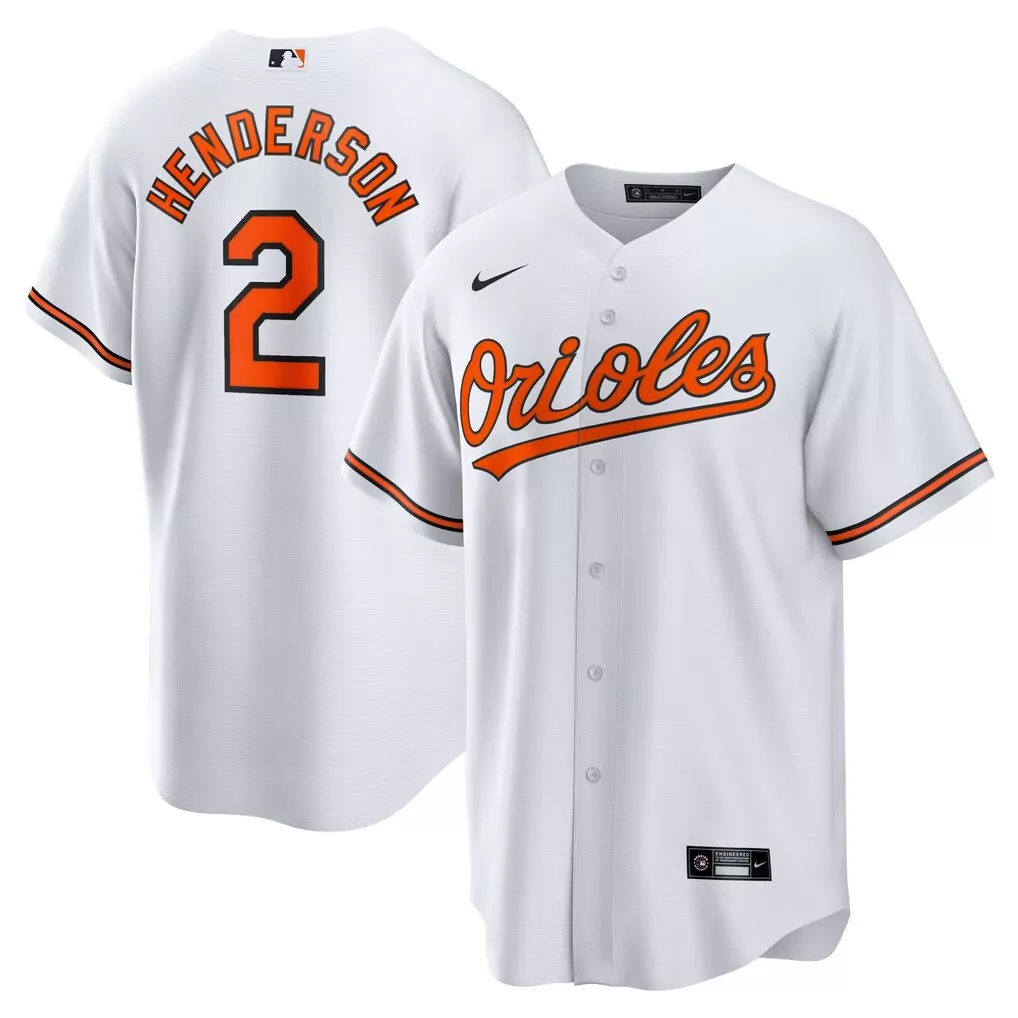 Gunnar Henderson 2 Orioles Jersey White Men Orange Black Home Replica