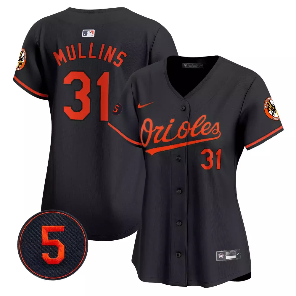 Cedric Mullins 31 Orioles Jersey Black Men Orange Vapor Premier Limited All Stitched