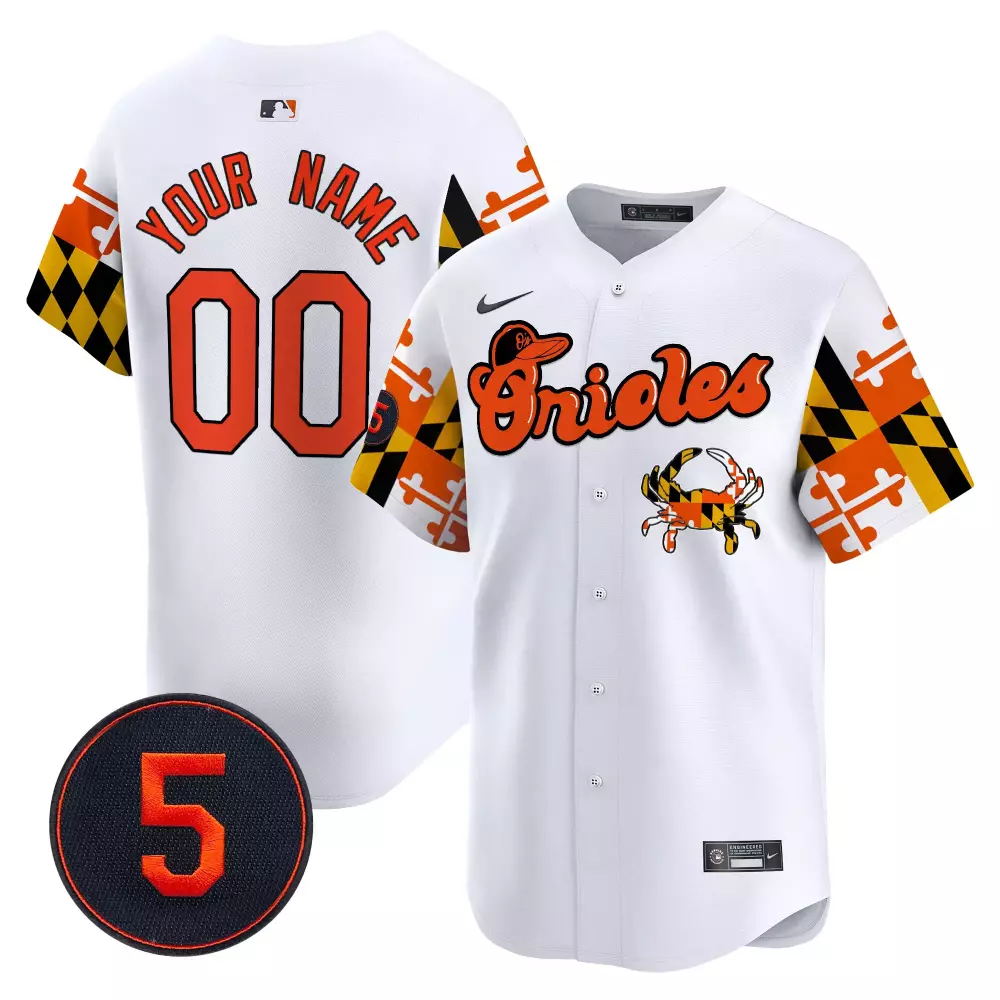 Custom Orioles Jersey White Design Orange Black Yellow Red Vapor Premier Limited