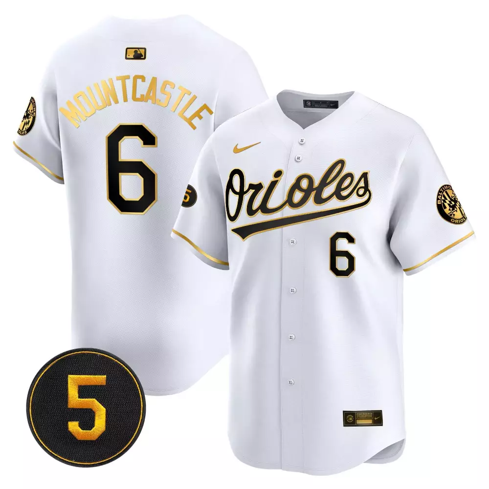 Ryan Mountcastle 6 Orioles Jersey White City Connect Baltimore Number Men Black Gold