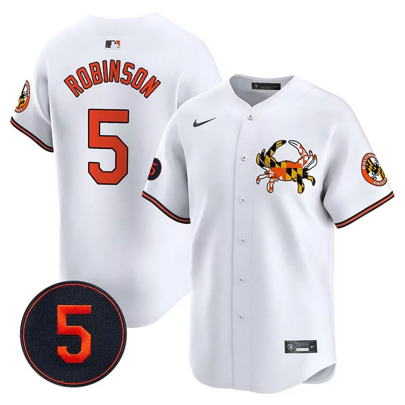 Brooks Robinson 5 Jersey White City Connect Baltimore Orioles Maryland Flag Crab