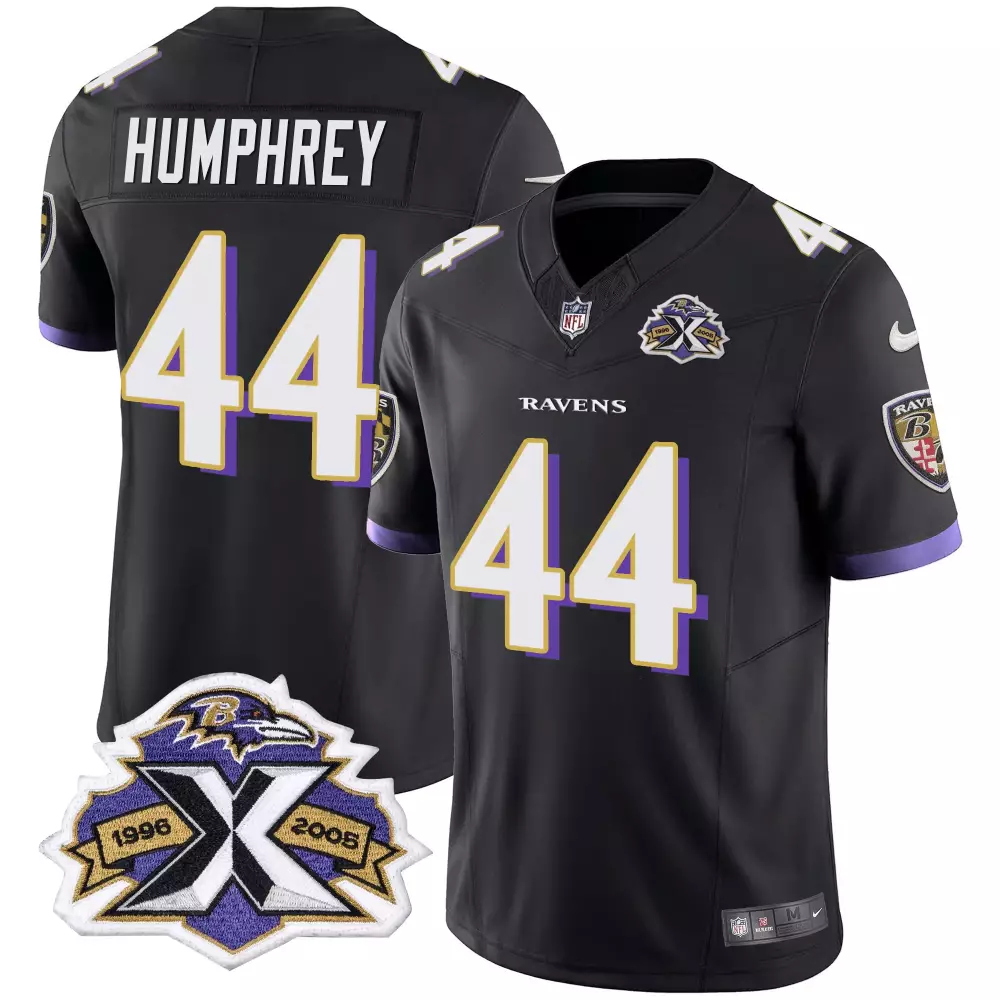 Marlon Humphrey 44 Ravens Jersey Black 1996-2006 Super Bowl Xxxv Men Purple White