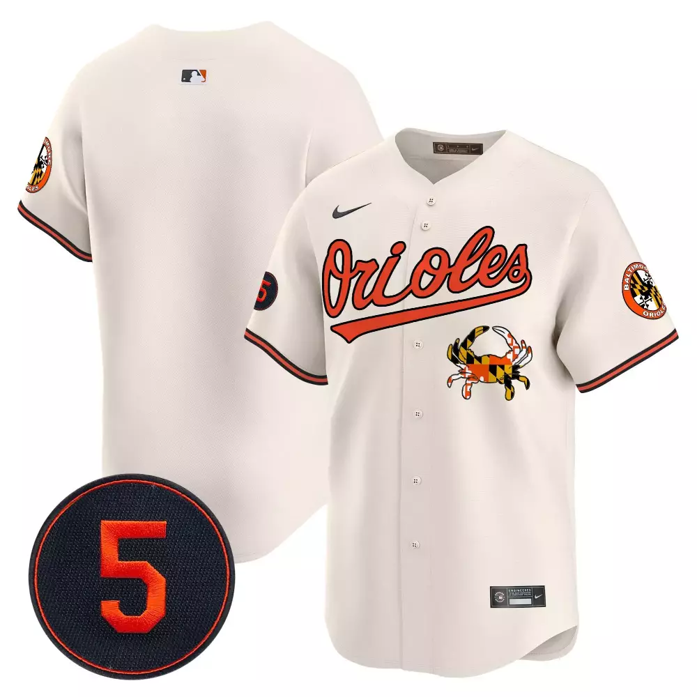 Adley Rutschman 35 Jersey Cream City Connect Baltimore Orioles Crab Number Men Orange