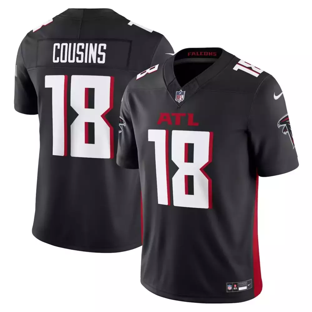 Kirk Cousins 18 Falcons Jersey Black Men NFL Red White Vapor Limited