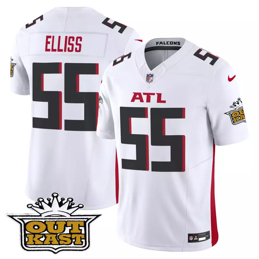 Kaden Elliss 55 Atlanta Falcons Jersey White Outkast Men Red Black Vapor Limited