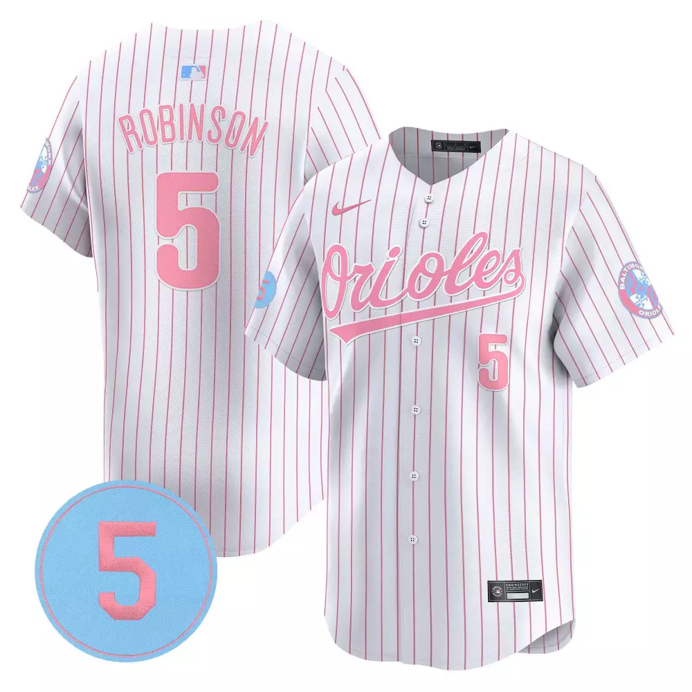 Brooks Robinson 5 Orioles Jersey White Mother's Day Baltimore World Series Men Pink