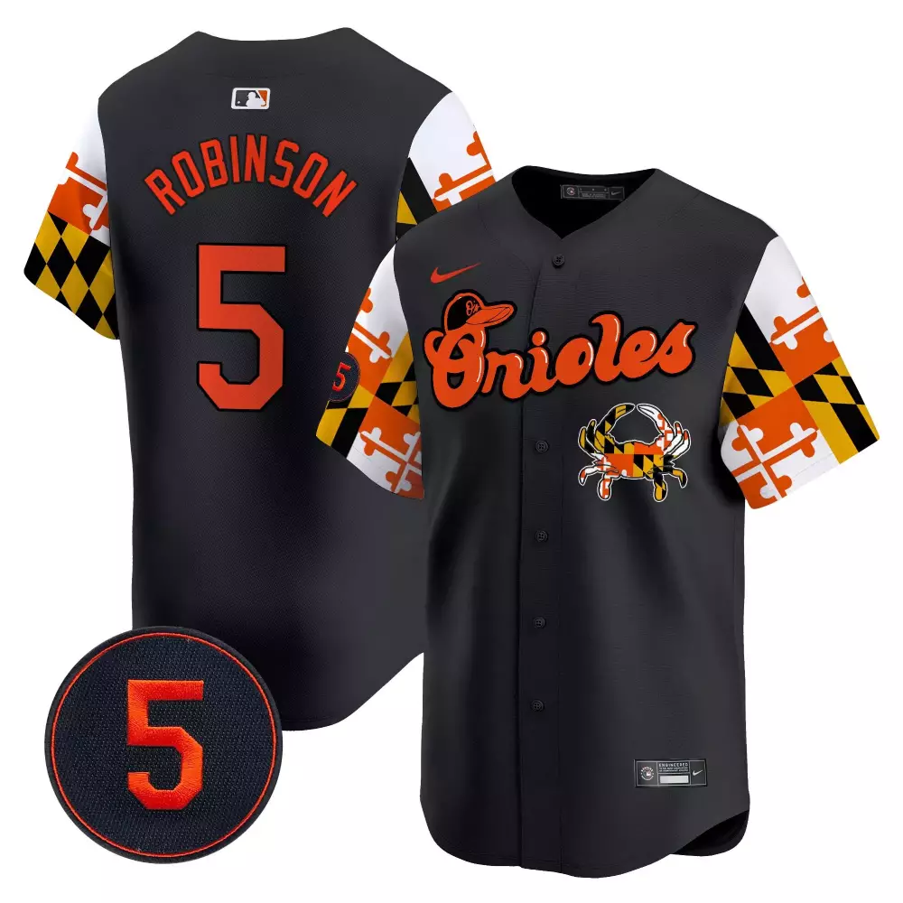 Brooks Robinson 5 Orioles Jersey Black City Connect Men Alternate Custom Design Orange