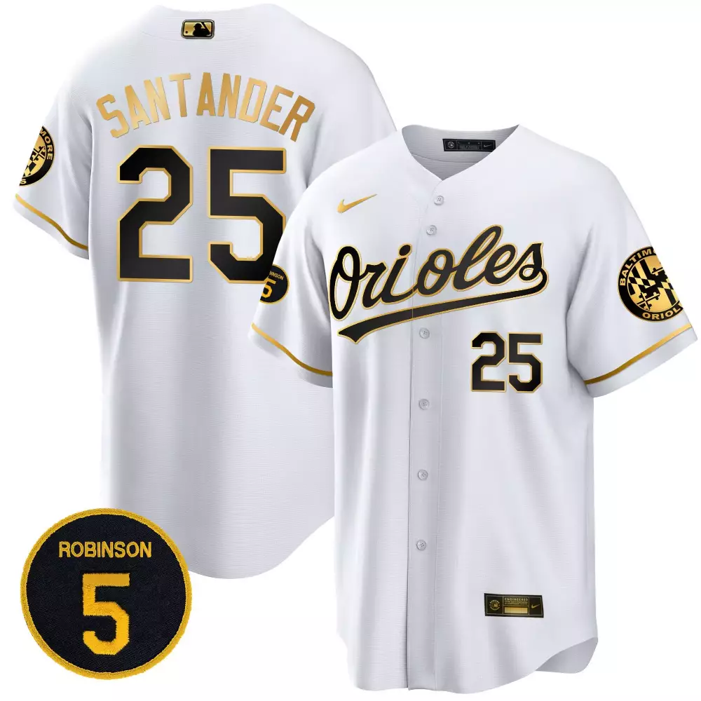 Anthony Santander 25 Orioles Jersey White Baltimore Circular Men Black Gold Cool