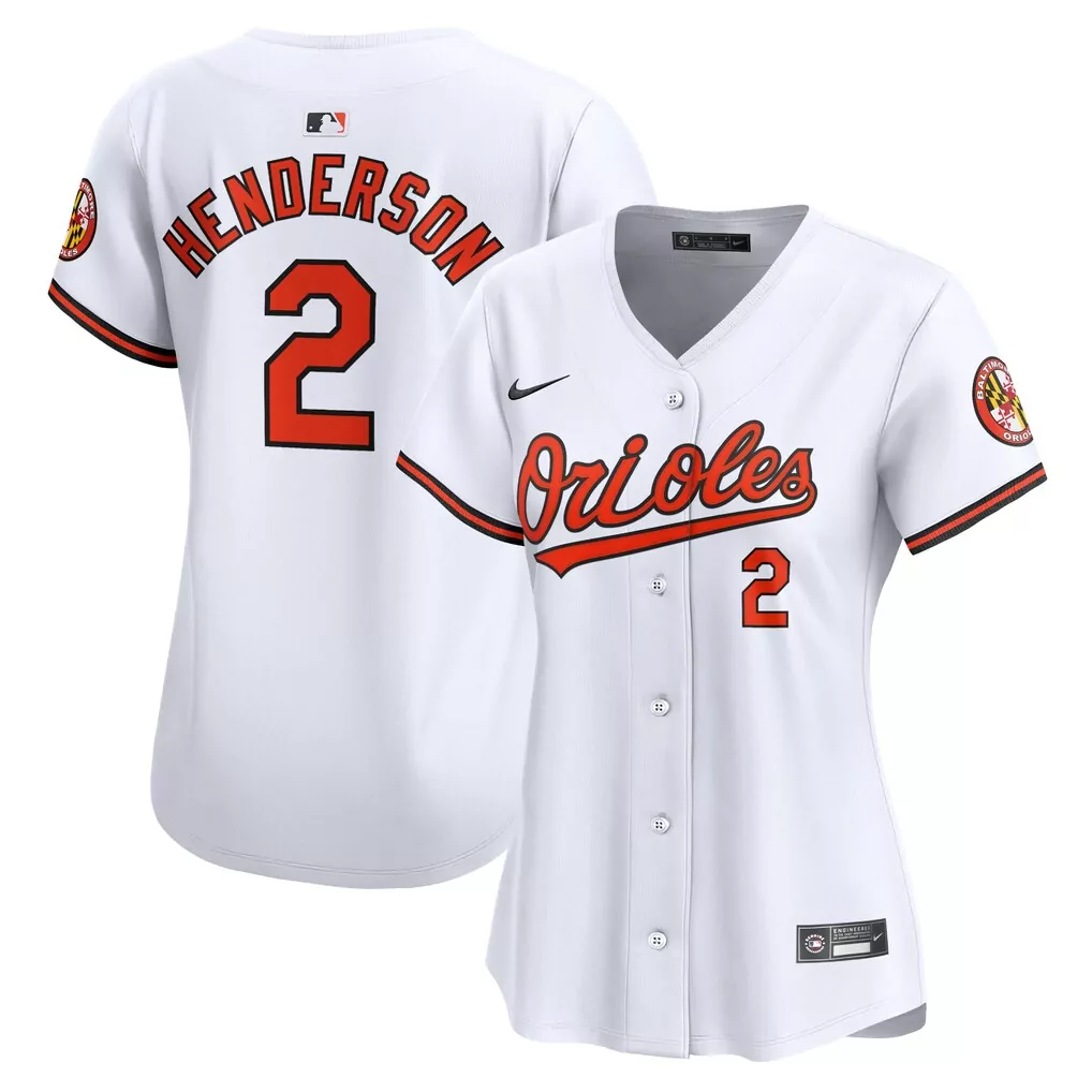 Gunnar Henderson 2 Orioles Jersey White Women Orange Black Home Limited