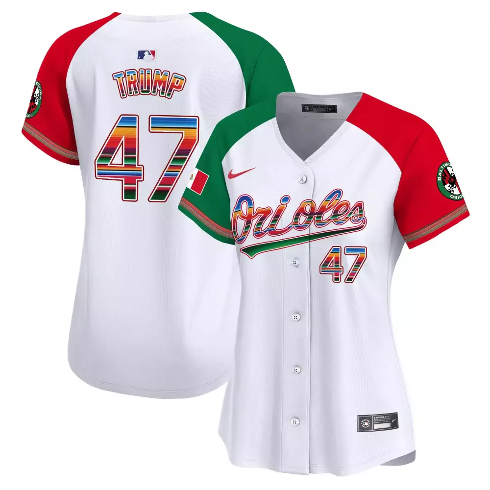 Donald Trump 47 Orioles Jersey White Mexico City Series Flag Baltimore Women Custom Design