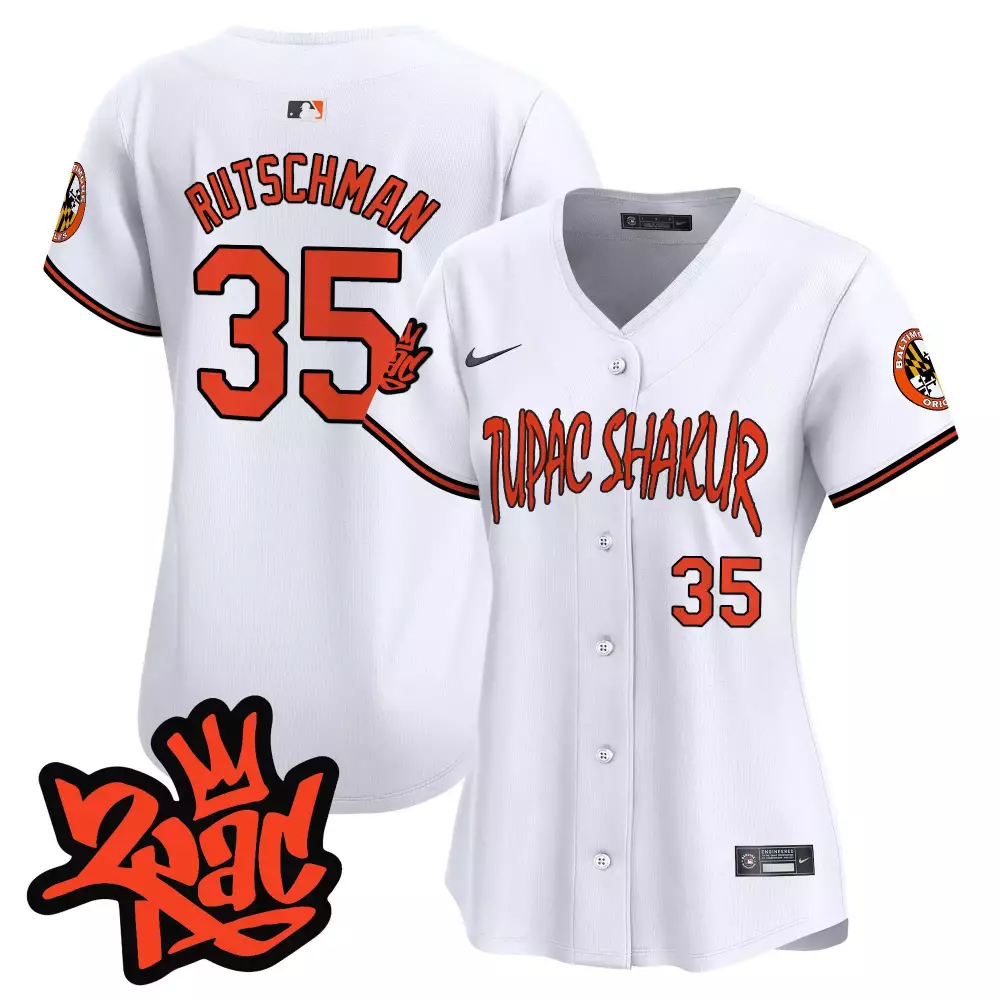 Tupac Shakur 35 Baltimore Orioles Jersey White City Connect Women Orange Black Vapor