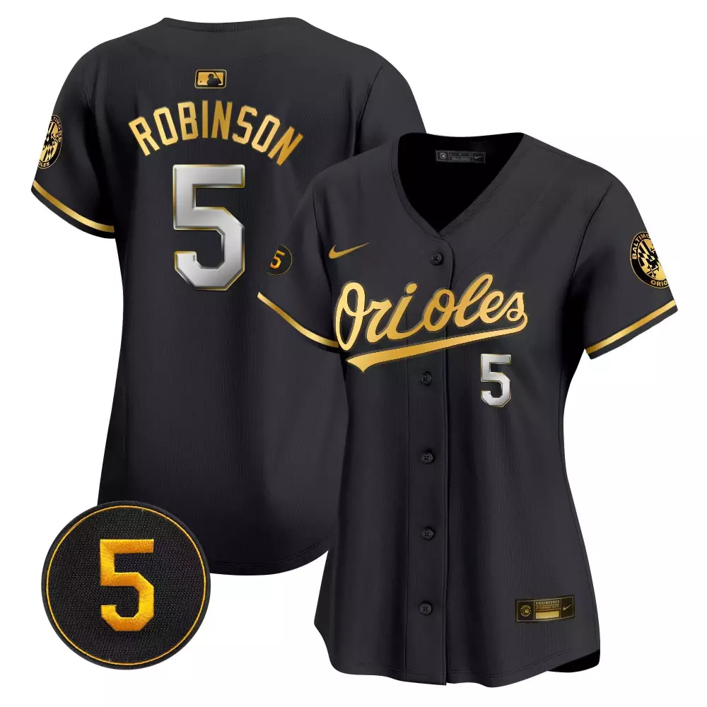 Brooks Robinson 5 Jersey Black Baltimore Orioles Men Gold Silver Limited Vapor Premier
