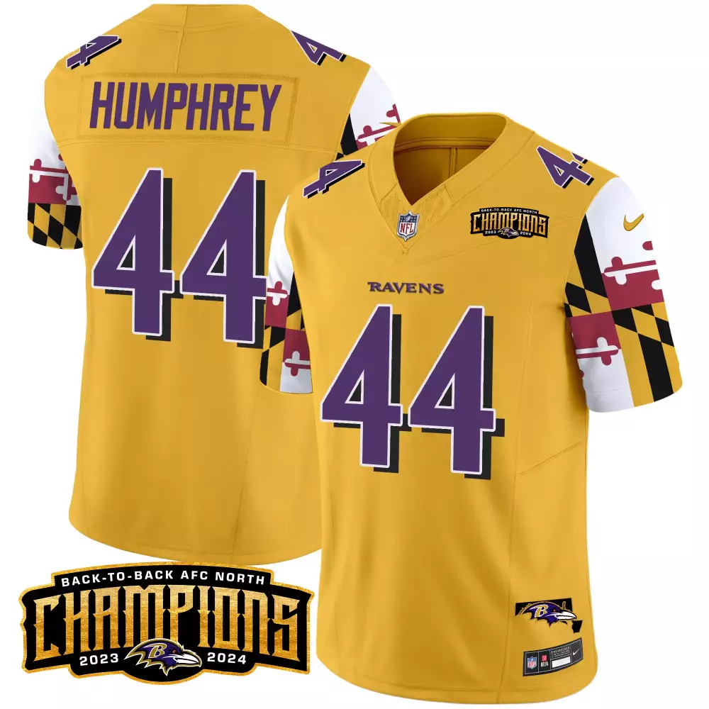 Marlon Humphrey 44 Ravens Jersey Gold AFC North Champions 2023-2024 2023 Men Standard