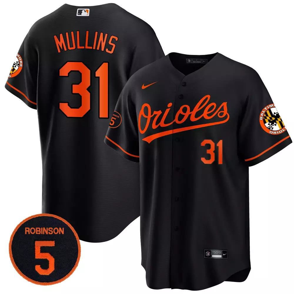 Cedric Mullins 31 Orioles Jersey Black Baltimore Men Orange Cool Base All Stitched